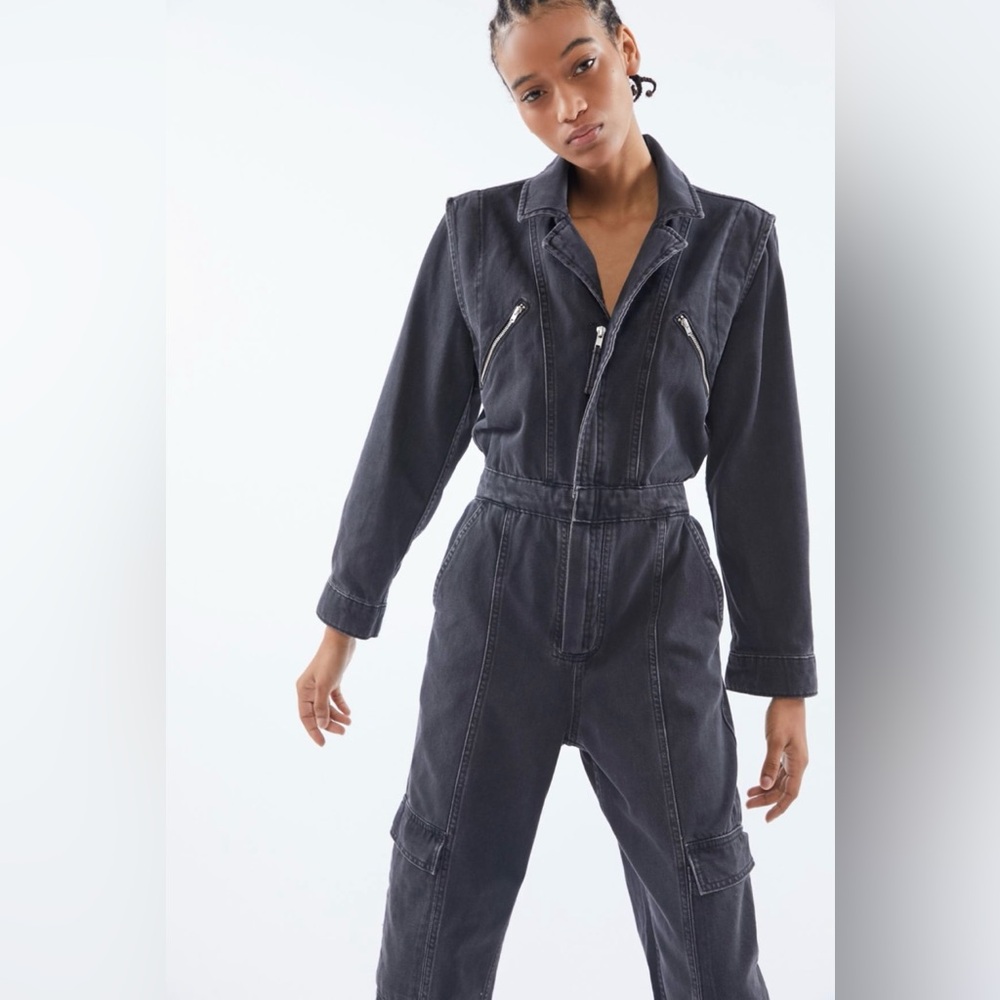 Urban Outfitters Black Washed Utility Jumpsuit